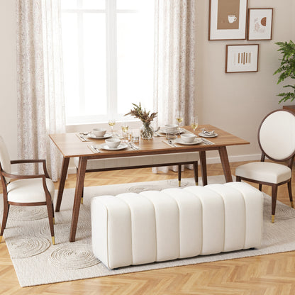 Moderne Slaapkamerbank – Voetbank – Zitbank – Meubelbank – Bedbank – Crèmekleur – Stevig Houten Frame – Voetsteunfunctie – Draagvermogen 220 kg