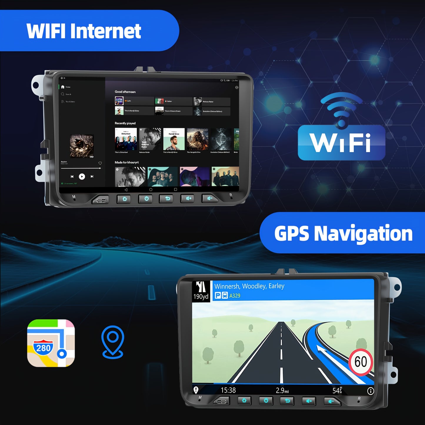 Multimedia Android 14 Auto Radio – Autoradio – Infotainmentsysteem – Touchscreen Speler – Navigatiesysteem – 9 Inch IPS Scherm – Draadloze CarPlay & Achteruitrijcamera Met DAB+ Adapter