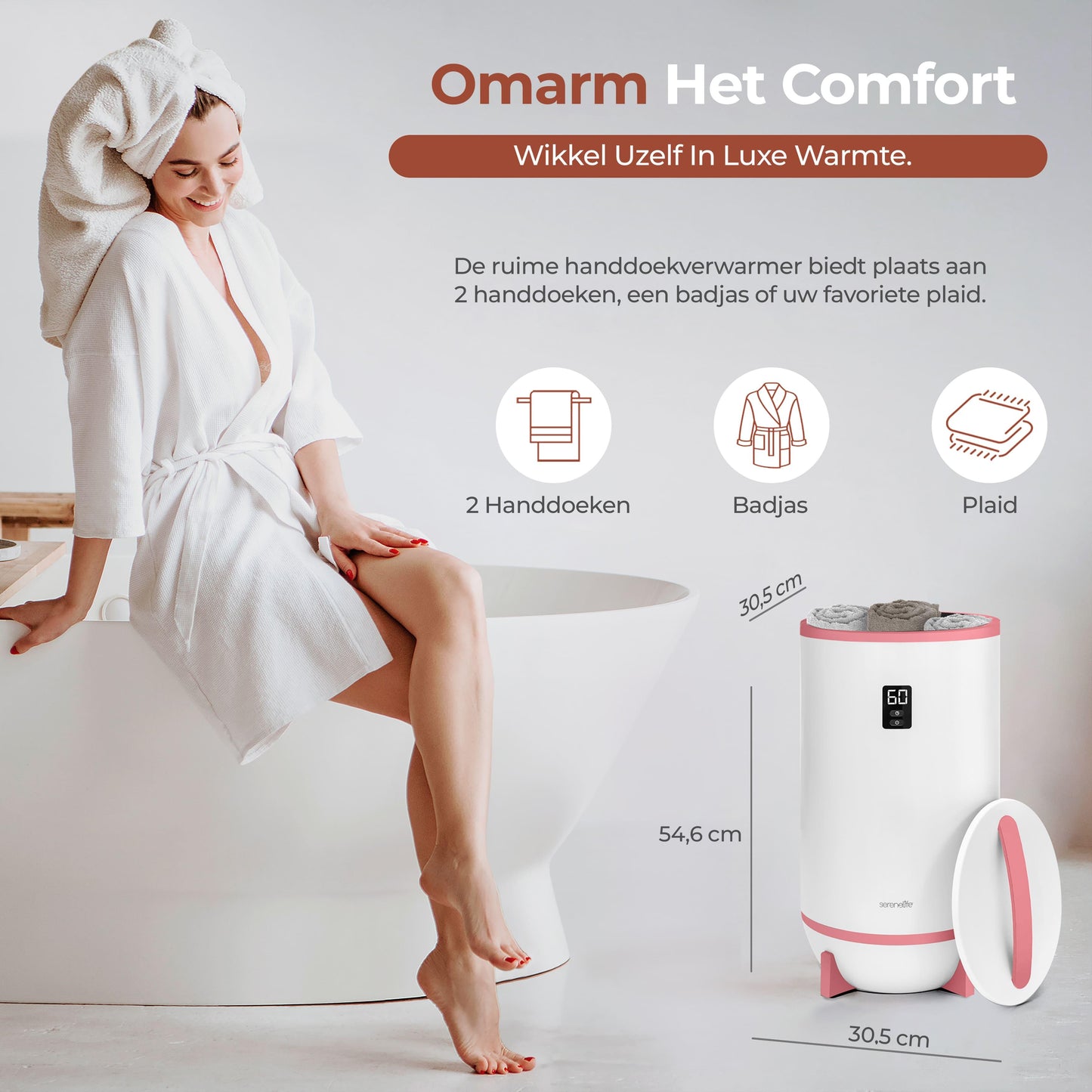 Handdoekenwarmer – Elektrische Handdoekenverwarmer – Handdoekdroger – Handdoekradiator – Warme Handdoeken – Roze Kleur – Timer Met Geurfunctie – Automatische Uitschakeling
