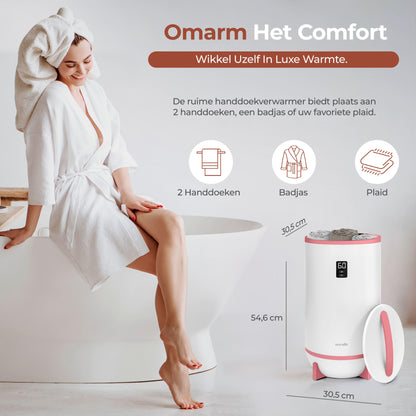 Handdoekenwarmer – Elektrische Handdoekenverwarmer – Handdoekdroger – Handdoekradiator – Warme Handdoeken – Roze Kleur – Timer Met Geurfunctie – Automatische Uitschakeling