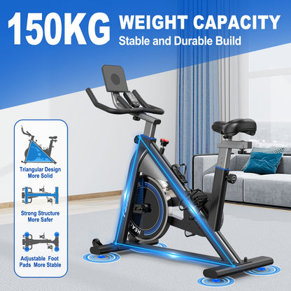 Indoor Cycling Bike – Hometrainer – Fitnessfiets – Stationaire Fiets – Binnenfiets – Stalen Frame – Magnetische Weerstand - Zwart - QUORE