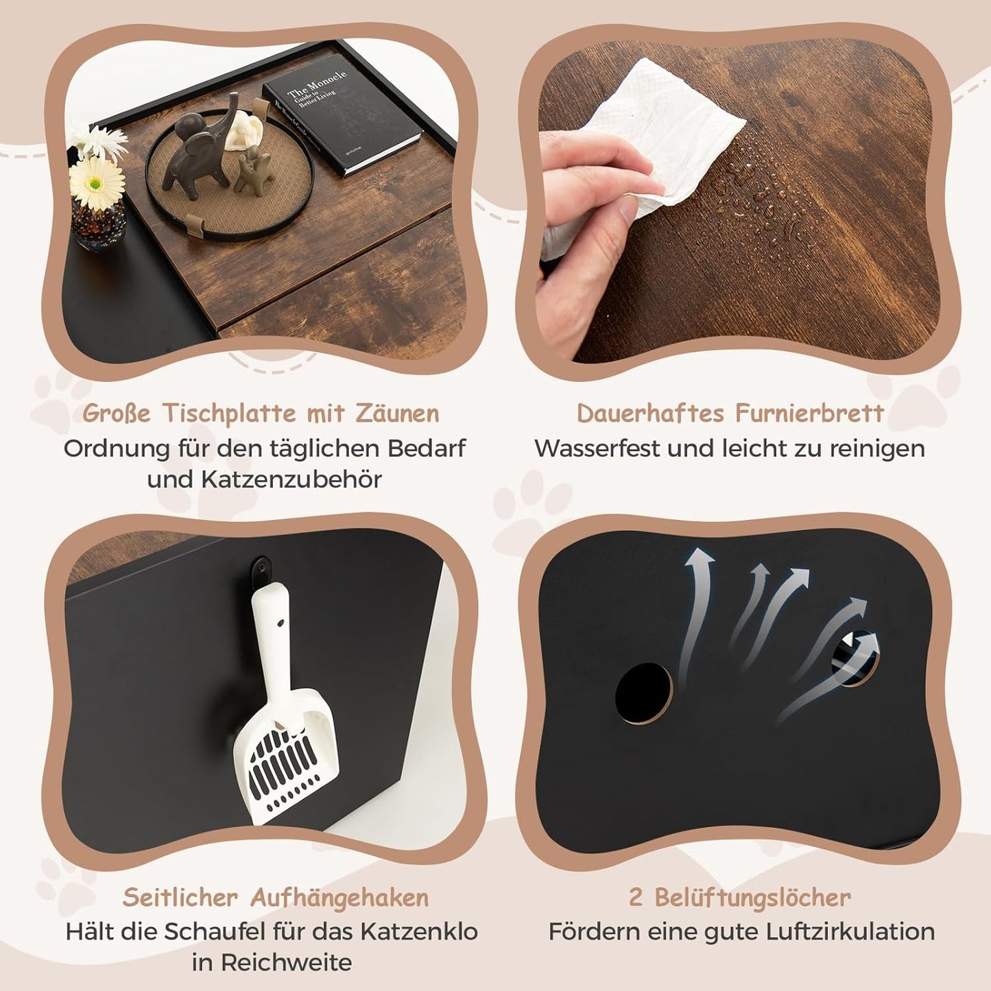 Kattenbakkast – Kattenbak Meubel – Kattenbak Verstopper – Kattenbak Omkasten – Kattenbak Kast Bruin – Uittrekbare Lade – Ventilatie & Privacy