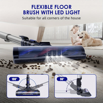 Cordless Vacuum Cleaner 42000pa- Versatile 8-in-1 Upright Vacuum Cleaner- Brushless Motor - 55 Minute Auto Run - Removable Battery.