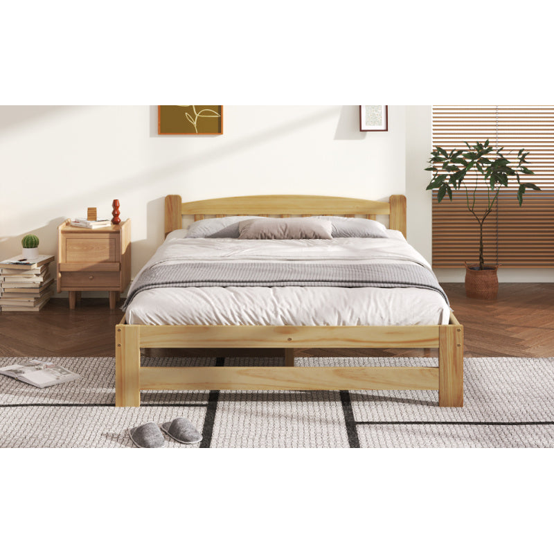 Houten Tweepersoonsbed – Massief Bed – Futonbed – Jeugdbed – Volwassenenbed – Natuurlijk Hout – 140x200 cm – Robuuste Lattenbodem
