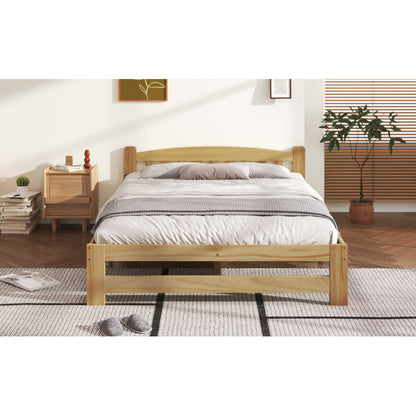 Houten Tweepersoonsbed – Massief Bed – Futonbed – Jeugdbed – Volwassenenbed – Natuurlijk Hout – 140x200 cm – Robuuste Lattenbodem