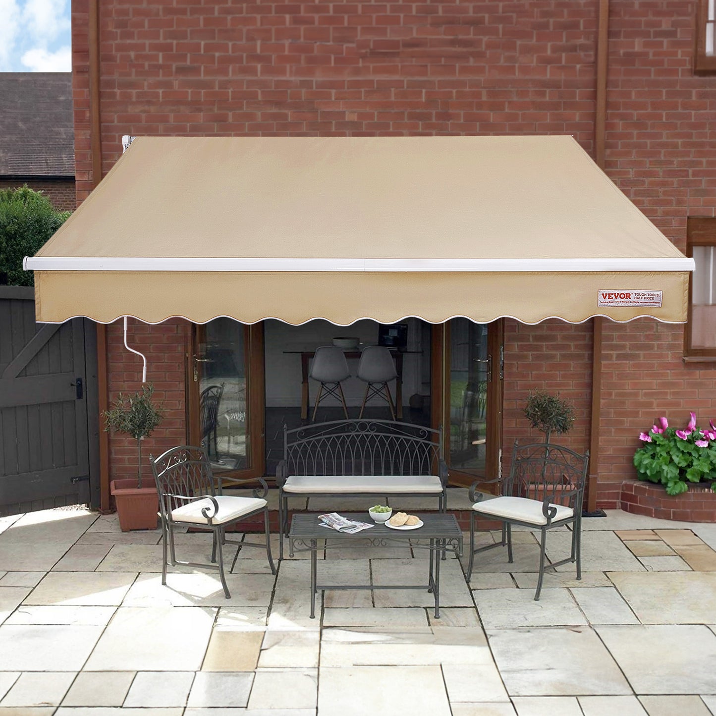 Uittrekbare Zonwering – Terras Overkapping – Zonnescherm – Markies – Balkon Schaduwdoek – 8 x 7 ft – Waterbestendig Polyester – UV80+ Bescherming