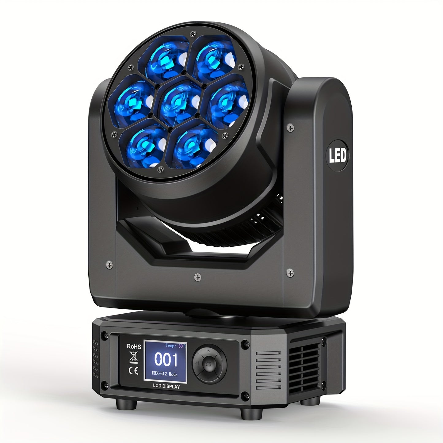 Moving Head – LED Movinghead – Podiumverlichting – Disco Licht – Feestverlichting – 7x50W RGBW Bee Eye Beam+Wash – DMX512 Besturing – Zoomfunctie