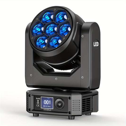 Moving Head – LED Movinghead – Podiumverlichting – Disco Licht – Feestverlichting – 7x50W RGBW Bee Eye Beam+Wash – DMX512 Besturing – Zoomfunctie