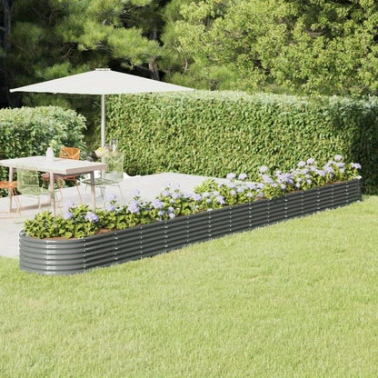 Verhoogde Plantenbak – Metaalbak – Kruidenbak – Bloembak – Tuinbak – Grijs – Roestvrij Poedercoating – 620x80x36 cm – Duurzaam Met Goede Drainage
