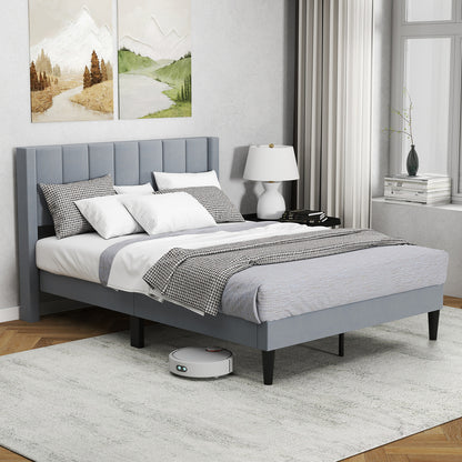 Tweepersoonsbed – Bedframe – Slaapbank – Ledikant – Platvormbed – Fluwelen Bekleding – 200 x 140 cm – Stevige Houten Lattenbodem
