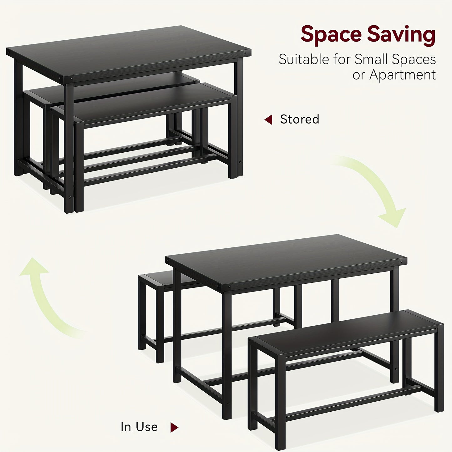 Bar Tafel Set – Bistro Set – Bar Meubel – Eettafel Set – Compact Meubel – Ruimtebesparend Design – Drie-Laagse Opbergruimte – Grijs MDF & Metaal