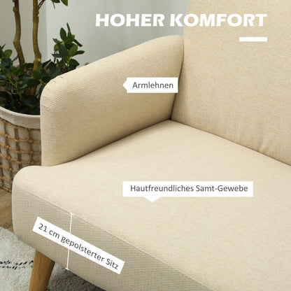 Tweezitsbank – 2-zitsbank – Bankje – Zitbank – Loveseat – Compact Design – Huidvriendelijke Crème Bekleding – Draagvermogen 240 kg – Afmeting 130x74x79 cm