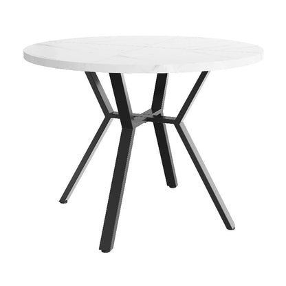 Ronde Marmeren Eettafel – Salontafel – Tafel – Woonkamer Tafel – Design Tafel – Metaal Onderstel – Duurzaam & Stevig – 100 cm – Zwart