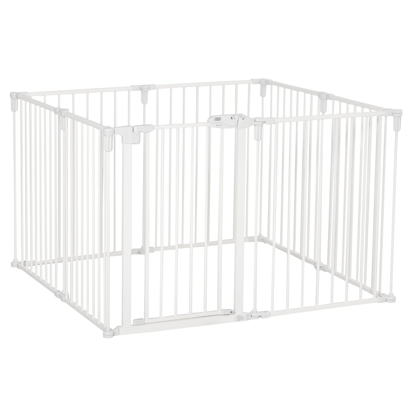 Hondenren – Puppyren – Dierenren – Hondenkennel – Speelren – Wit Gelakt Metaal – 8 Panelen 60x76 cm – Met Veilig Deurtje & Opvouwbaar