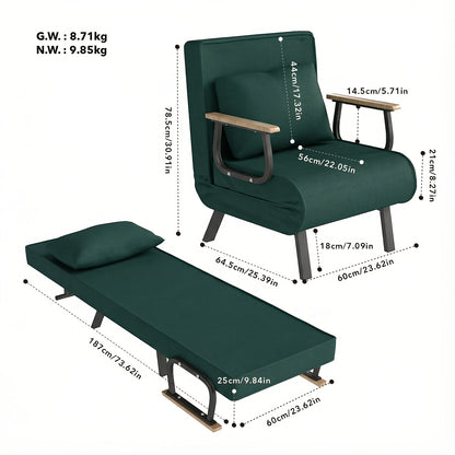 Vouwfauteuil – Slaapstoel – Klapstoel – Logeerstoel – Relaxstoel – Khaki Kleur – 5-Niveaus Verstelbare Rugleuning – Comfortabele Memory Foam Vulling