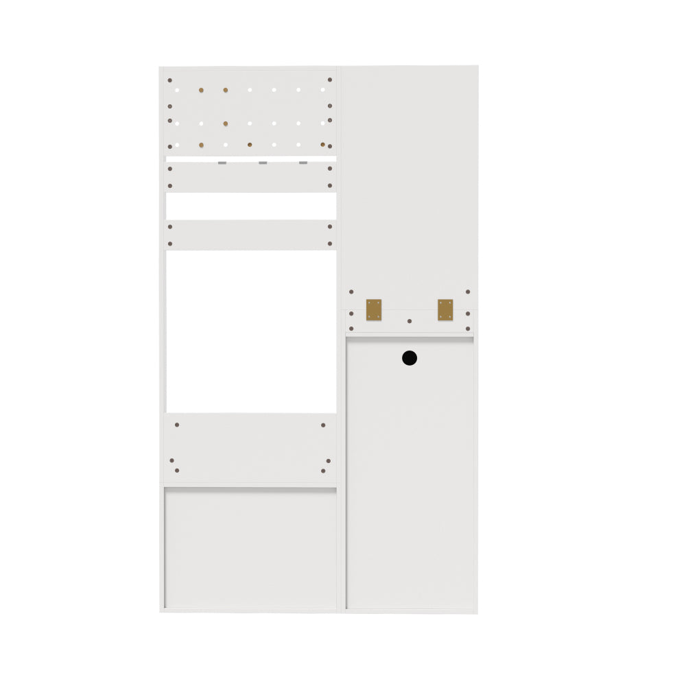 Kledingkast – Garderobekast – Opbergkast – Kleerkast – Garderobe – Compact Wit – Met Spiegeldeur – Met Verstelbare Planken en 2 Lades – Ruimtebesparend Met Stevig Metalen Frame