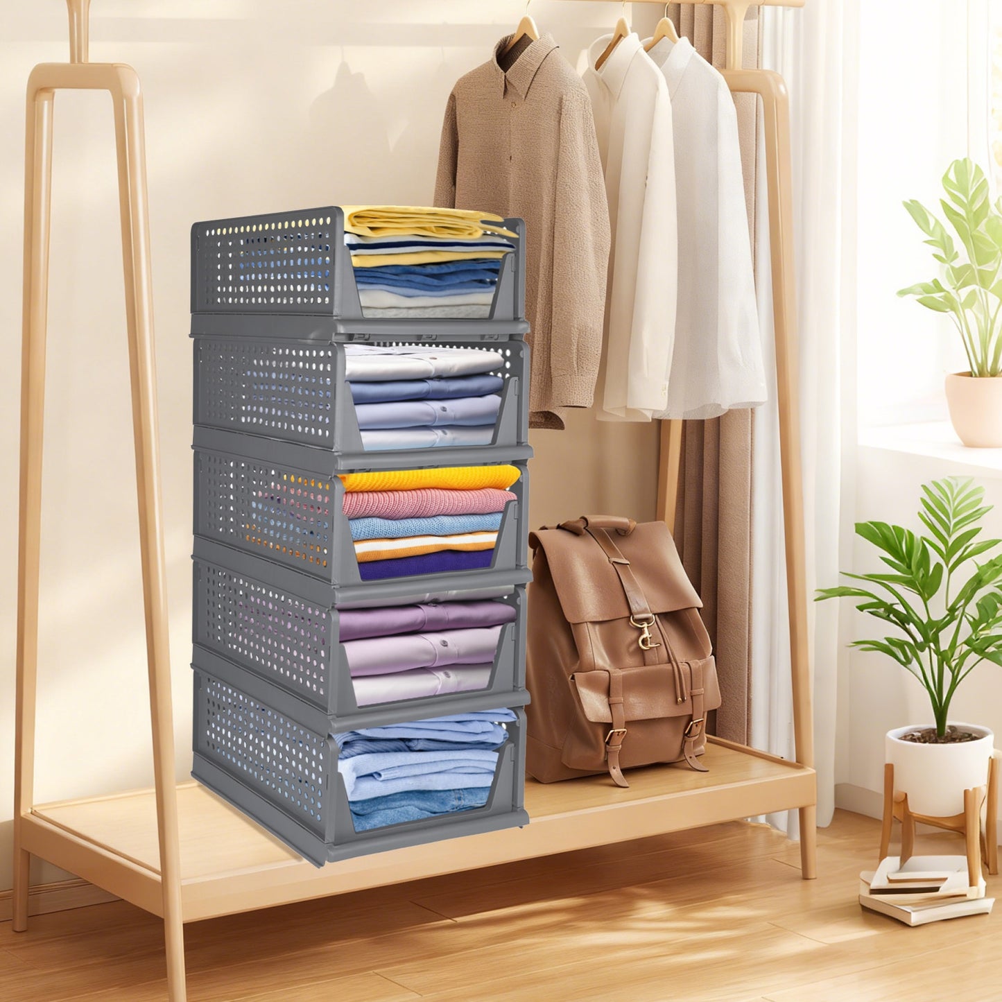 10pcs Clothing Storage Box Set, 33*42*90cm Foldable Clothing Organizer, Stackable Clothing Storage Unit, Mounted Closet Systems, Wardrobe Management, Space Saving Storage, Mounted Closet Organizer, Stackable Storage Unit, Fun
