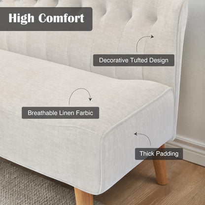 2-Zits Bank – Loveseat – Slaapbank – Sofa – Zitbank – Geheugenfoam Kussens – Compact Ontwerp Voor Kleine Ruimtes – Beige Linnenlook