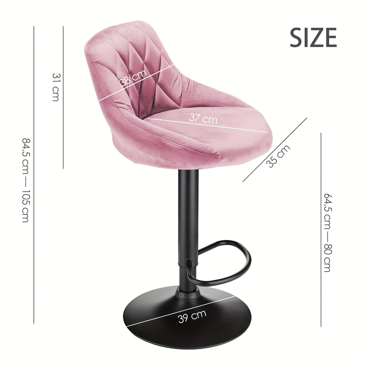 Barstoel – Barkruk – Barstoelkruk – Keukenkruk – Draaibare Barkruk – Verstelbare Hoogte – Velvet Bekleding – Set Van 4