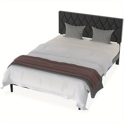 Metaalbed – Stalen Bedframe – Slaapbank – Eenpersoonsbed – Logeerbed – Tufted Kunstleren Hoofdbord – 140x200 cm – Stevig Metalen Frame – Klaar Voor Gebruik