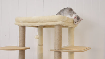 Krabpaal – Kattenboom – Kattenhuis – Kattentoren – Krabmeubel – 180 cm Hoog – Robuuste Houten Constructie
