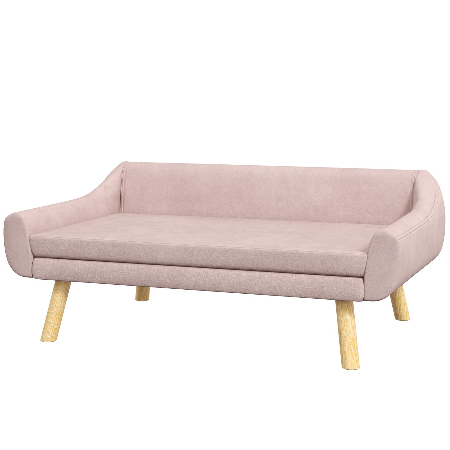 Hondenmand – Hondenbank – Hondenbed – Dierenmand – Huisdierbed – Scandinavisch Design – Afneembaar Kussen – Fluwelen Materiaal – 102x58,5x42,5 cm – Roze