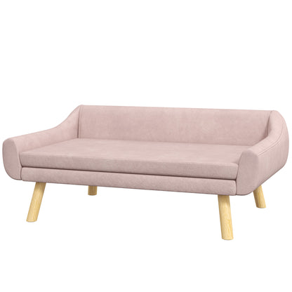 Hondenmand – Hondenbank – Hondenbed – Dierenmand – Huisdierbed – Scandinavisch Design – Afneembaar Kussen – Fluwelen Materiaal – 102x58,5x42,5 cm – Roze