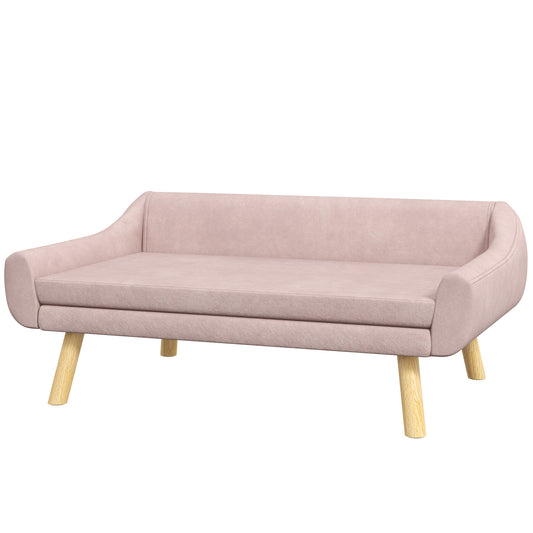 Hondenmand – Hondenbank – Hondenbed – Dierenmand – Huisdierbed – Scandinavisch Design – Afneembaar Kussen – Fluwelen Materiaal – 102x58,5x42,5 cm – Roze