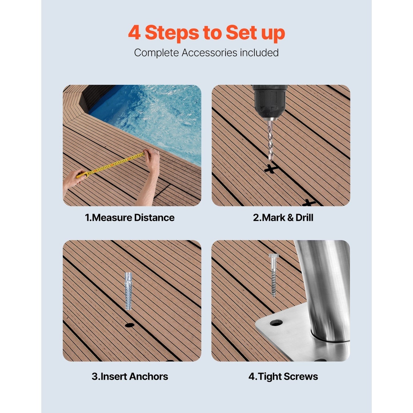 Zwembadtrapleuning – Pool Handrail – Zwembad Leuning – Trapleuning – Beugel – Roestvrij Staal – 76 cm Hoog – Draagvermogen 170 kg