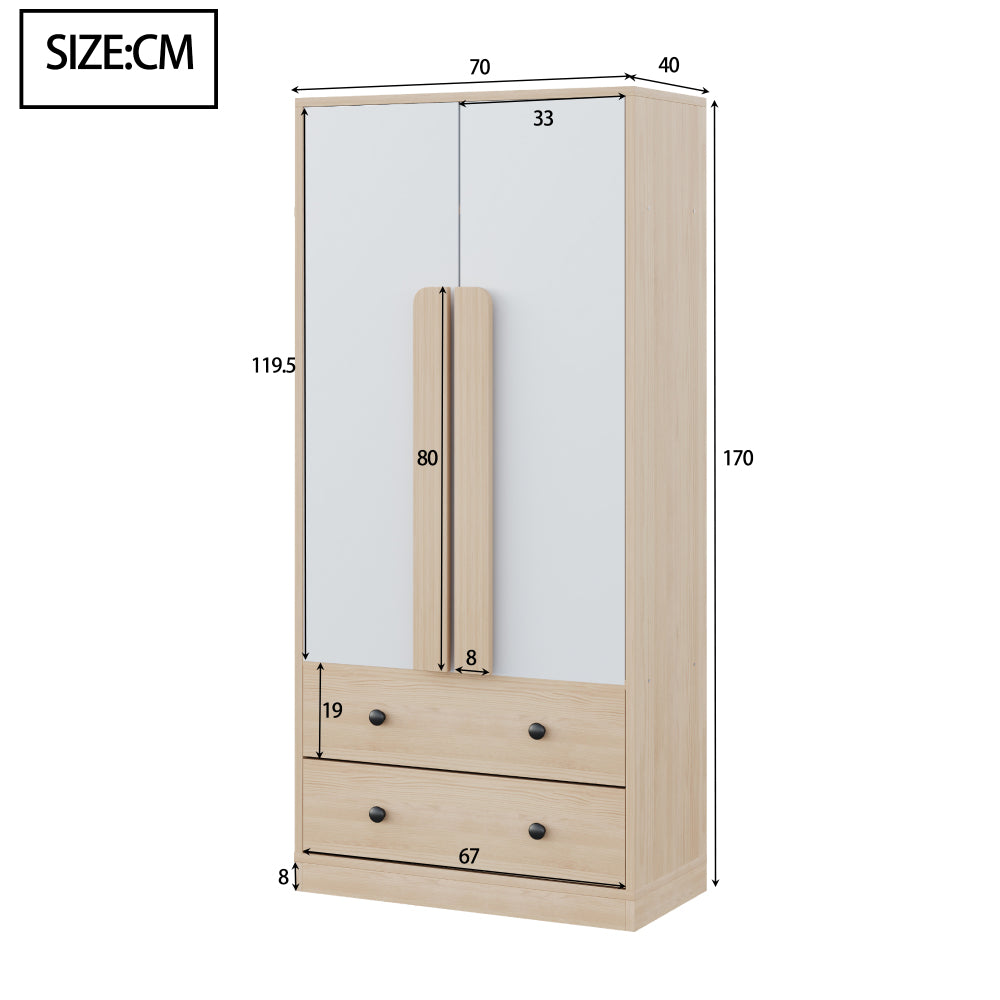 Kledingkast – Garderobekast – Linnenkast – Kleerkast – Kapkast – Dubbele Deuren en Lades – Compact Metaal 70x40x170 cm Gemengde Kleur
