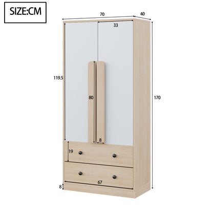 Kledingkast – Garderobekast – Linnenkast – Kleerkast – Kapkast – Dubbele Deuren en Lades – Compact Metaal 70x40x170 cm Gemengde Kleur