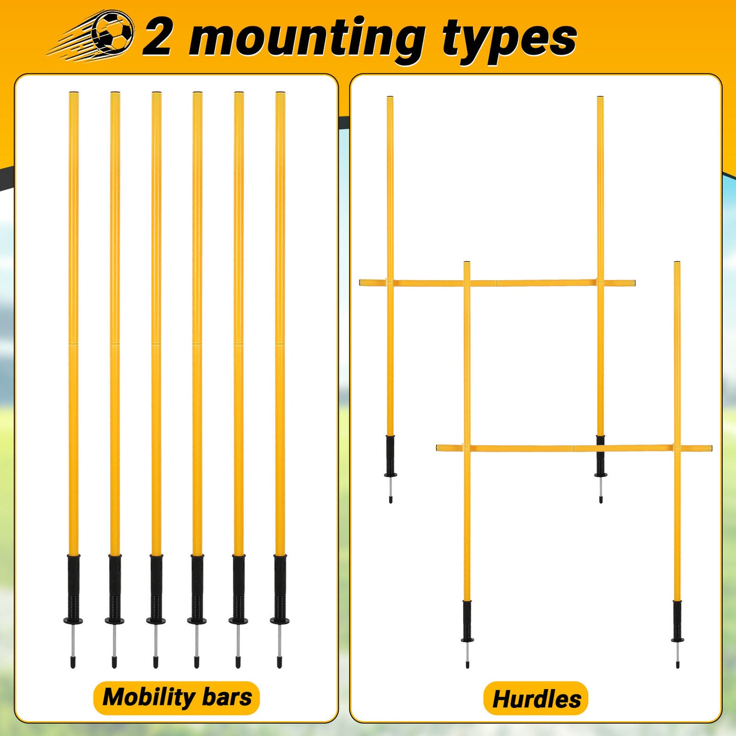 Voetbal Trainingspalen – Agility Poles – Slalom Pionnen – Wendbaarheid Spelershulpmiddel – 6 Stuks Set – 180 cm Lang – Duurzaam Kunststof – Inclusief Draagtas