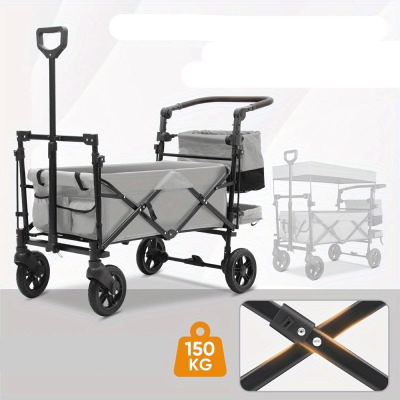 Opvouwbare Bolderkar – Bolderwagen – Kinderkar – Transportwagen – Opvouwbaar – Shock-Absorberende Wielen – UPF50+ Zonwering