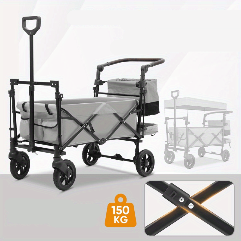 Trolley – Opvouwbare Boodschappentrolley – Steekwagen – Transportwagen – Vouwwagen – 100 kg Draagkracht – Schokabsorberende Geremde Wielen – Grijs - QUORE