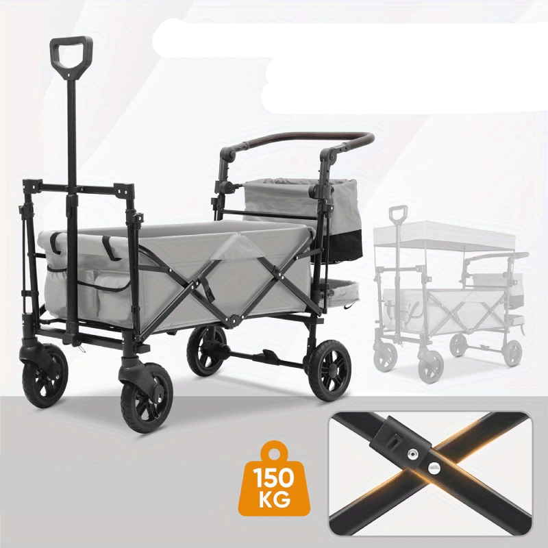 Trolley – Transportwagen – Bolderkar – Bolderwagen – Opvouwbare Kar – Inklapbaar Ontwerp – 100 kg Draagvermogen – Verstelbare Handgreep – Diepgroen - QUORE