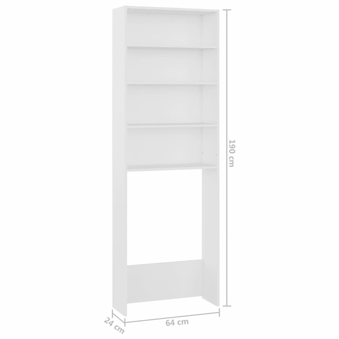 Wasmachinekast – Opbergkast – Bergkast – Kast Met Planken – Hoekoplossing – Classic Wit – 64x24x190 cm
