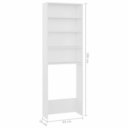 Wasmachinekast – Opbergkast – Bergkast – Kast Met Planken – Hoekoplossing – Classic Wit – 64x24x190 cm