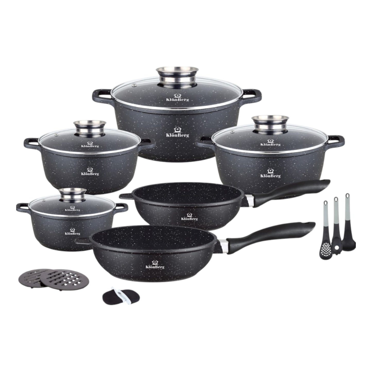 17-delige Kookset – Pannenset – Keukenset – Cookware Set – Pan & Pot Set – Inductie Geschikt – Keramische Antiaanbaklaag – Lichtgewicht Aluminium