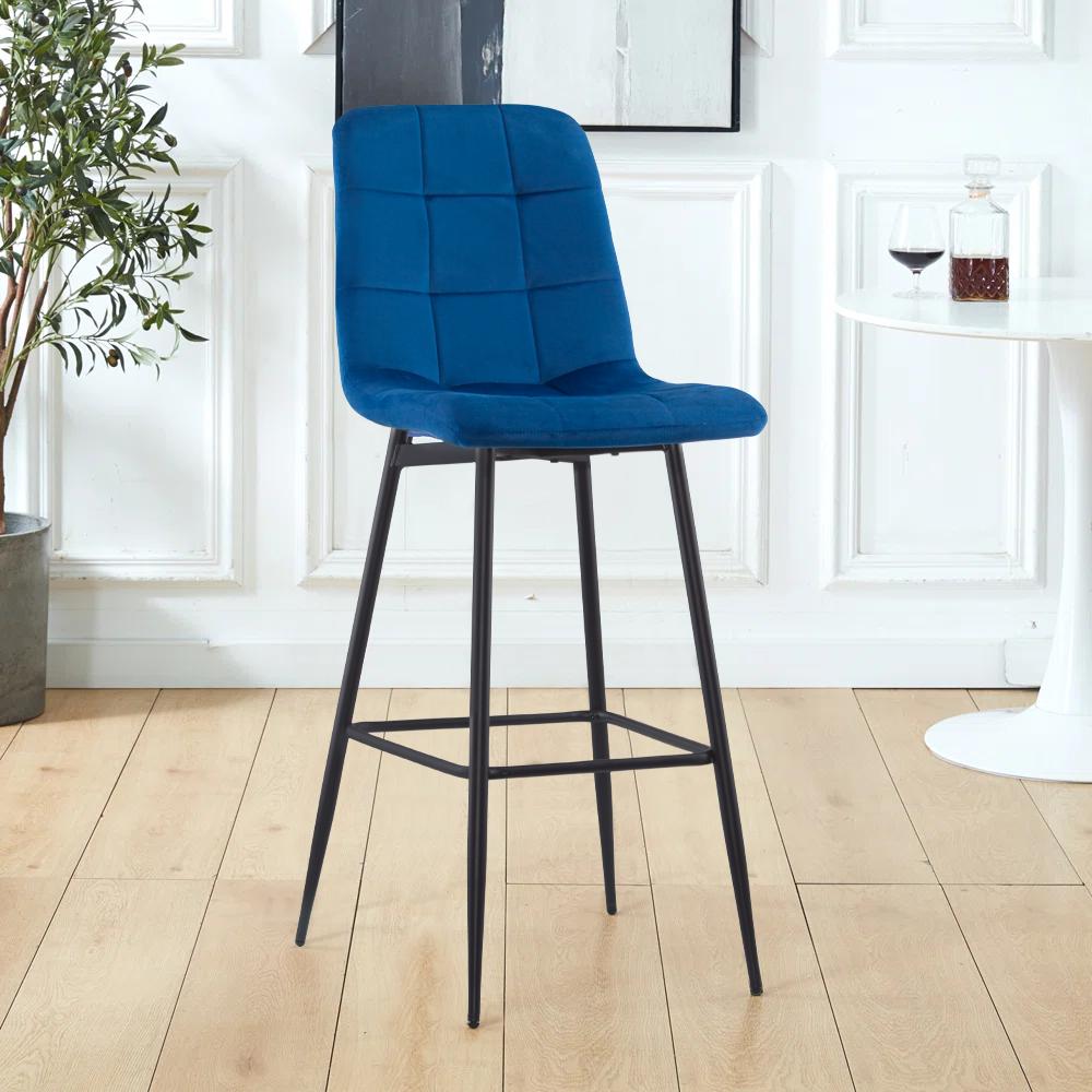 Velvet Fauteuils – Lounge Stoelen – Relaxstoelen – Zetel – Set Van 2 – Blauw Fluweel – Zwart Frame – Zachte Rugleuning – Voetensteun