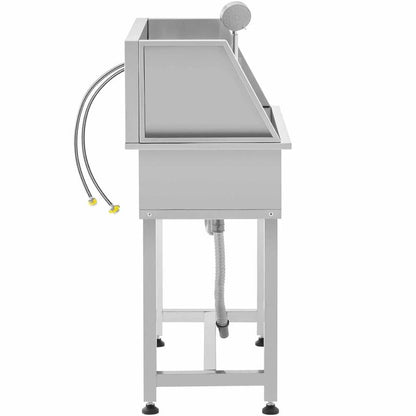 Hondenbadkuipje – Hondenwasbak – Dierenwasbak – Trimsalon Badkuip – Hondenverzorgingsbad – RVS Badkuip – 85 x 48 x 118 cm – Inclusief Douchekop en Thermostaatkraan