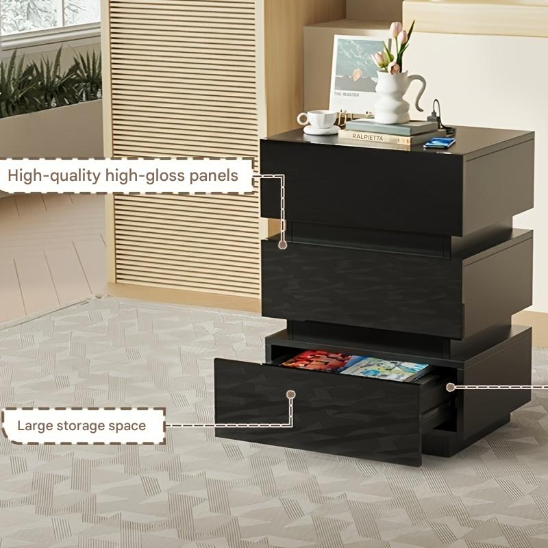 Nachtkastje – Bedside Table – Slaapkamerkastje – Dressoir – Opbergkastje – 3 Lades – Compact en Stevig Hout