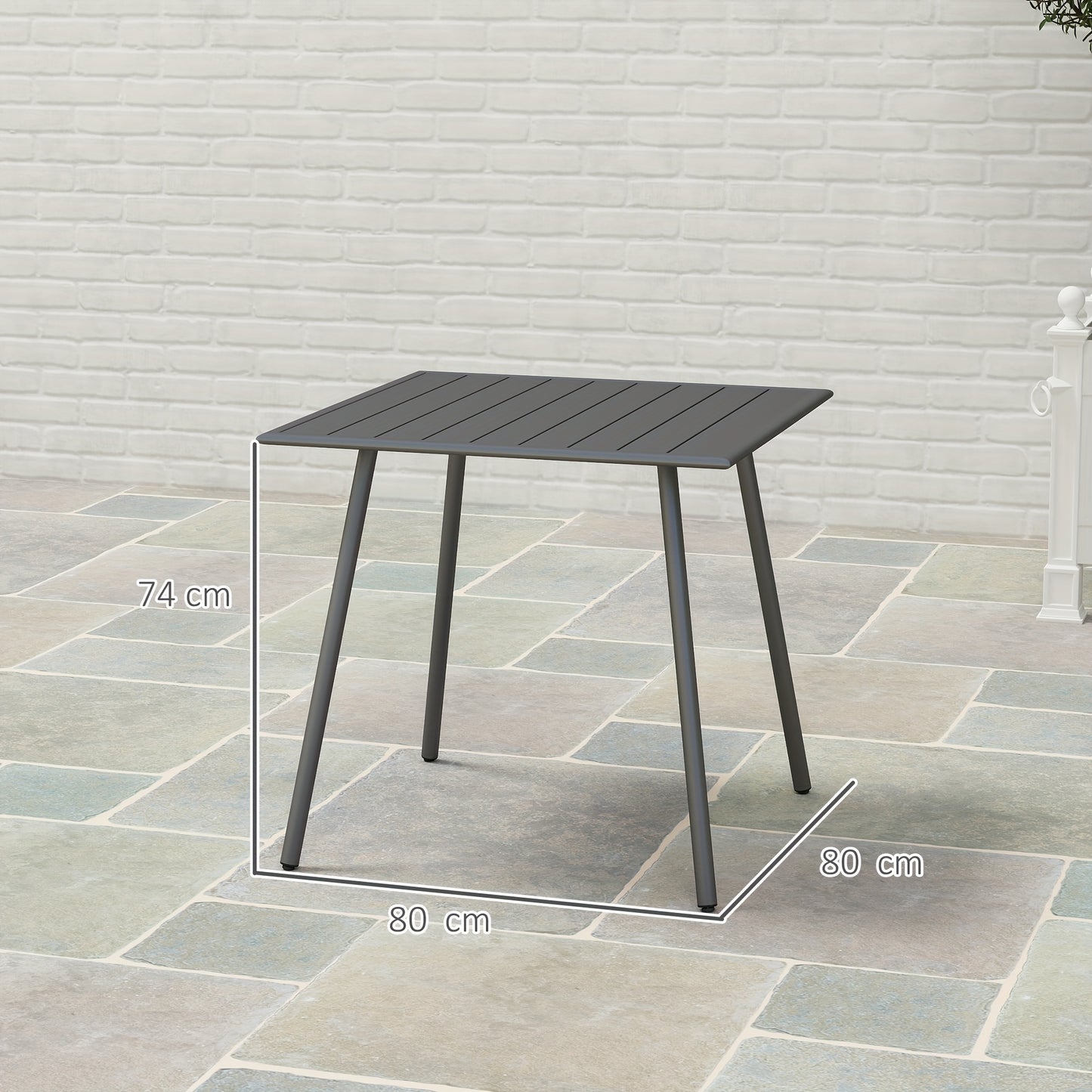 Eettafel Steel – Dinertafel – Balkontafel – Metaal Tafel – Industriële Tafel – Stevig Stalen Frame – Compact 80x80 cm Voor 4 Personen
