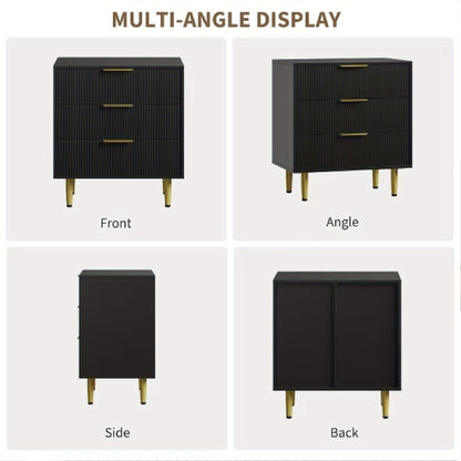 Brede Ladekast – Ladekast Met Laden – Opbergkast – Dressoir – Commode – Zwart – Modern Design – Stevige Houten Poot