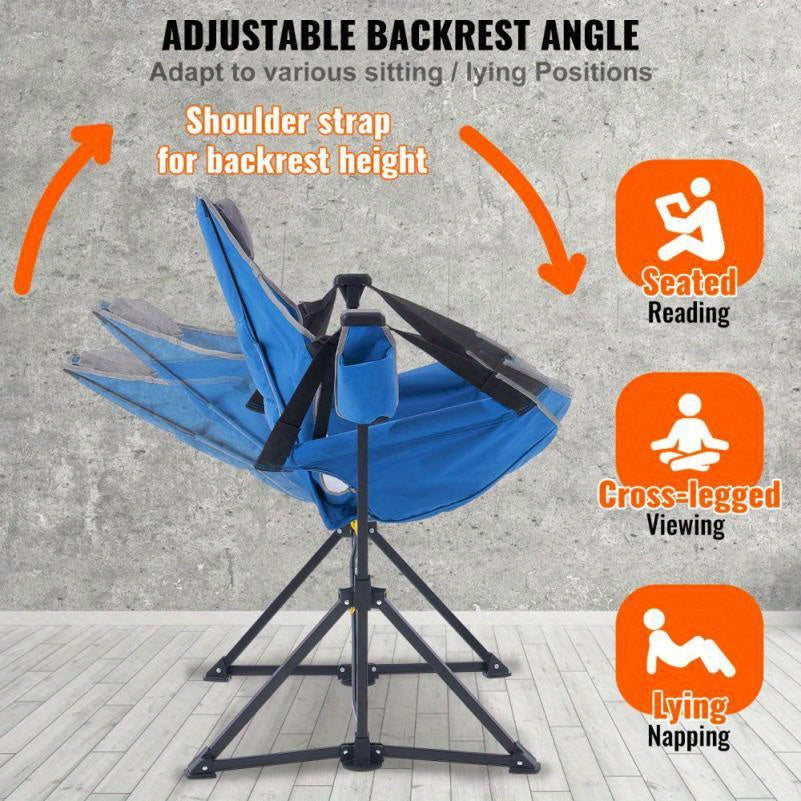 Campingstoel – Campingstoel-Hangmat – Opvouwbare Tuinstoel – Strandstoel – Stevig Roestvrij Staal – Draaggewicht 136 Kg – Ademend Doek