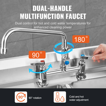 Professionele Keukenkraan – Keukenslang Kraan – Spoelbak Kraan – Mengkraan – Pre-Rinse Kraan – 26 Inch Hoogte – Duurzame Messing Constructie – Krachtige Pre-Rinse Sproeikop