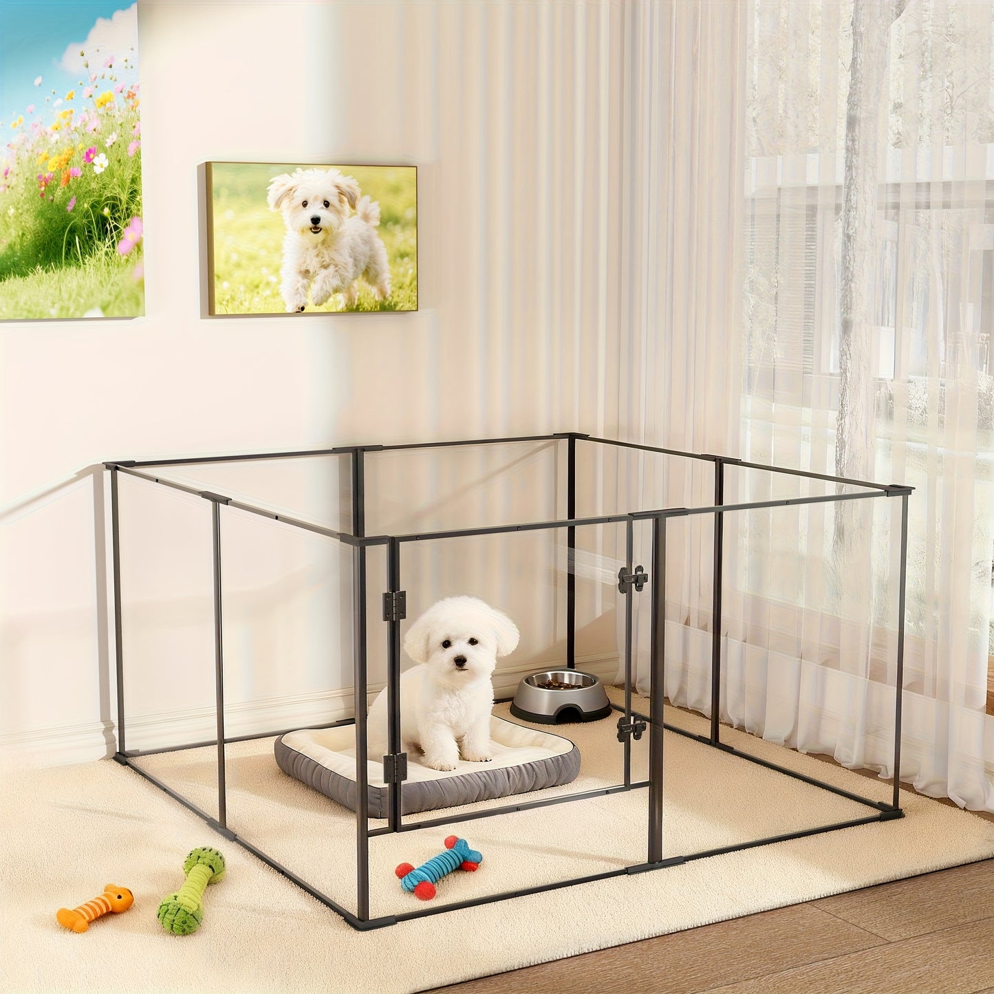 Hondenren – Puppyren – Hondenkennel – Hondenbench – Binnenren – 122x122 cm – Plexiglas – Modulair & Uitbreidbaar