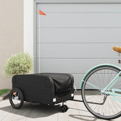 Fietskar – Fietstrolley – Bike Trailer – Kinderaanhanger – Bolderkar – Zwarte Kleur – Maximaal 45 kg Draagvermogen – Stevig Stalen Frame