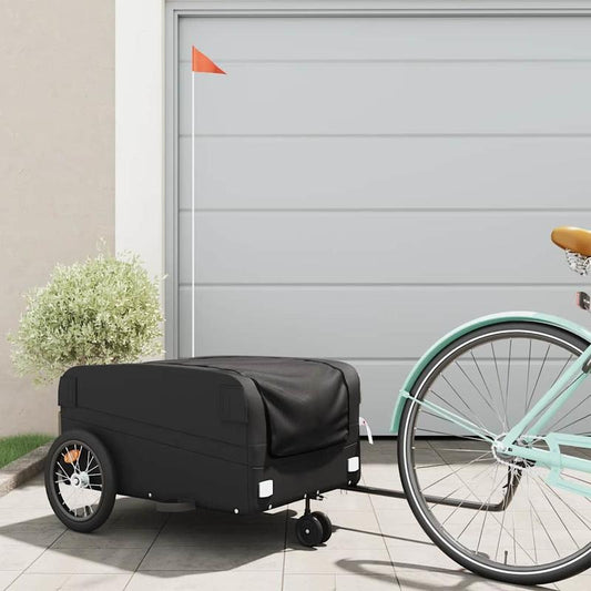 Fietskar – Fietstrolley – Bike Trailer – Kinderaanhanger – Bolderkar – Zwarte Kleur – Maximaal 45 kg Draagvermogen – Stevig Stalen Frame