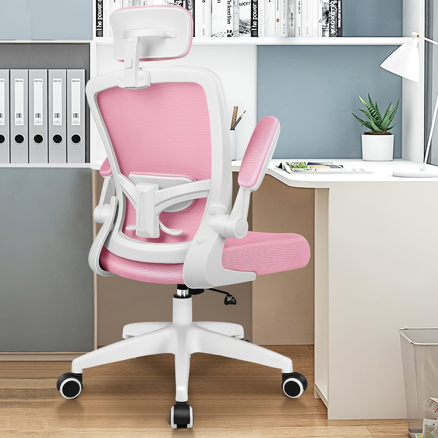 Ergonomische Bureaustoel – Kantoorstoel – Draaistoel – Game Stoel – Bureaustoel Met Hoofsteun – Verstelbare Lendensteun – Metalen Frame – 360° Draaibaar – Roze