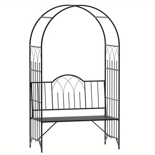Tuinbank – Buitenbank – Balkonbank – Tuinmeubel – Zitbank – Metaal – Vintage Rozenboog Met Trellis – Weerbestendig En Comfortabel 110 cm